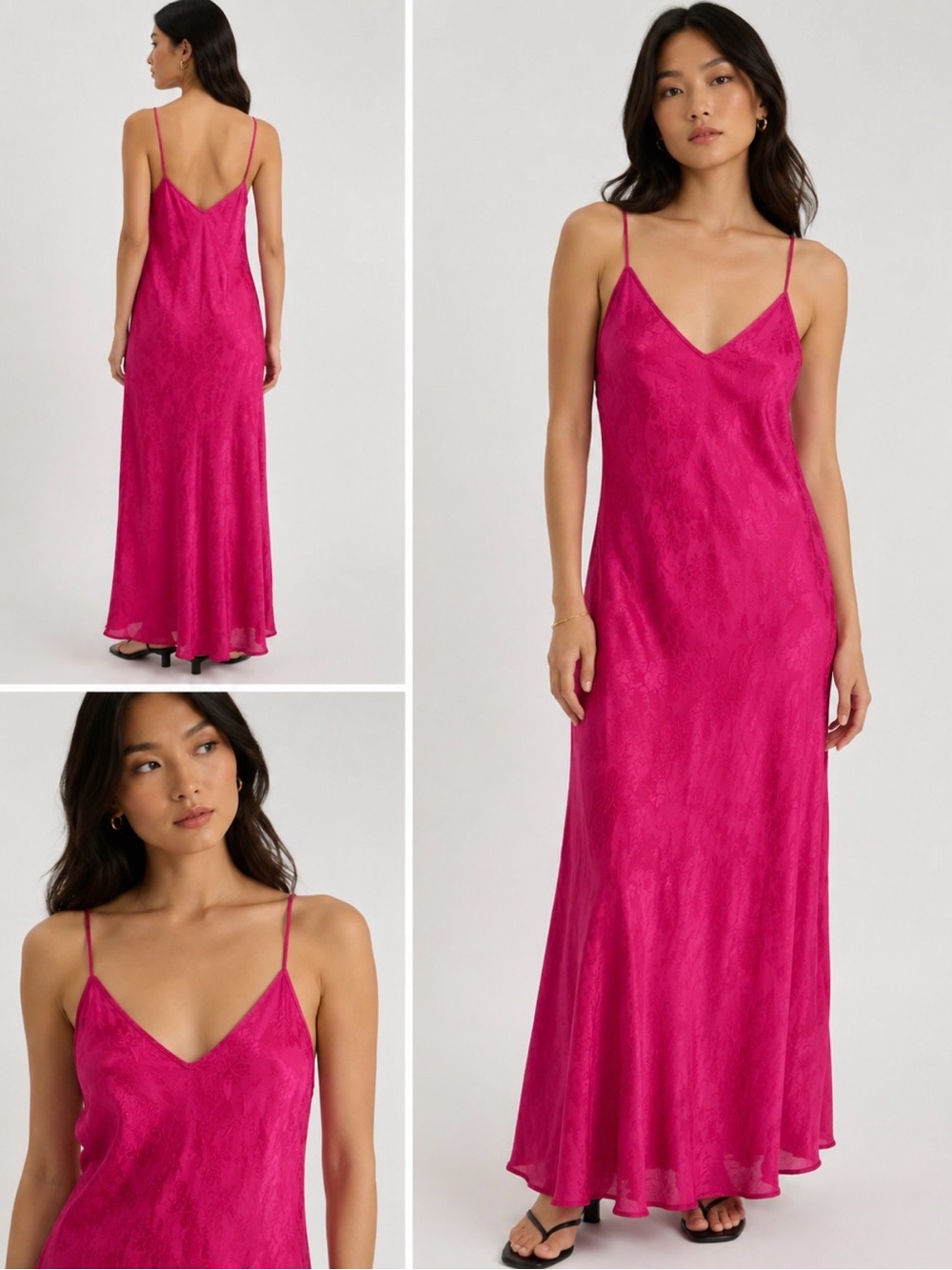 Aritzia Hot Pink Slip Dress with Spaghetti Straps